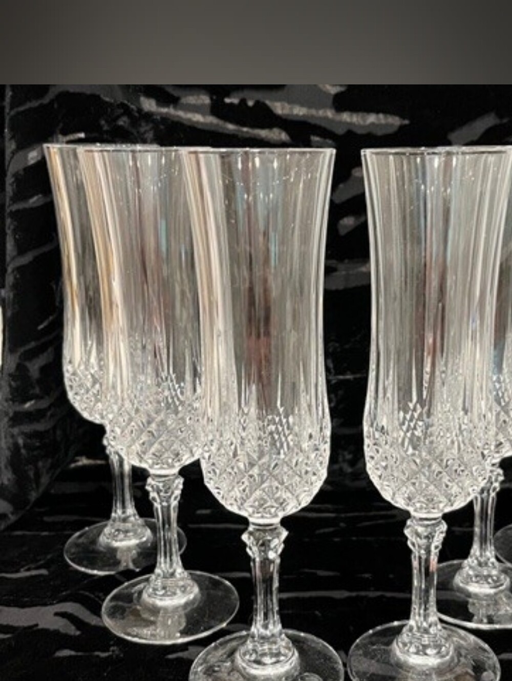 Longchamp By Crystal D'Arques Paris Set Of 6 Elegant Fluted Champagne Stems